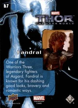 Zachary Levi as Fandral best rookie card - Thor: The Dark World - back